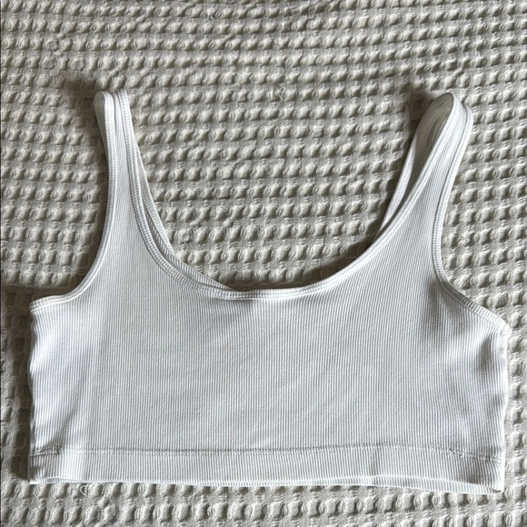 White Ribbed Crop Top - Picture 3 of 4
